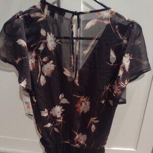 Ash & Violet Brown floral rebel beat size small bodysuit new with tags